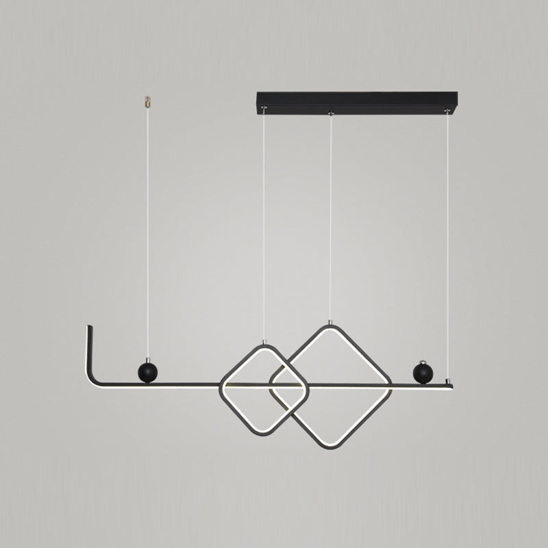 35.5" Wide Linear Island Light Nordic Metal LED Island Pendant for Living Room