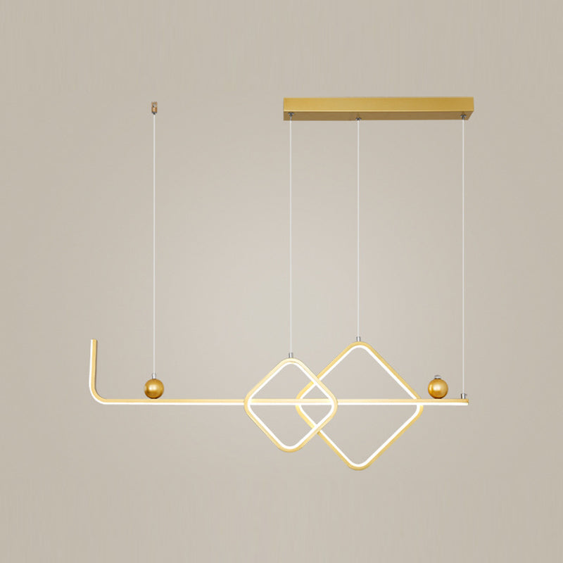 35.5" Wide Linear Island Light Nordic Metal LED Island Pendant for Living Room