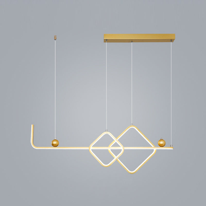 35.5" Wide Linear Island Light Nordic Metal LED Island Pendant for Living Room