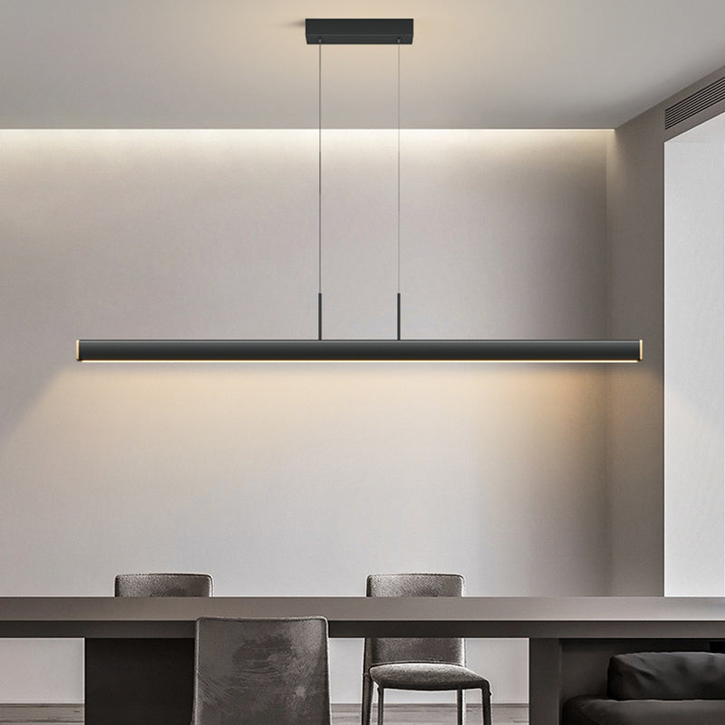 Idée d'éclairage d'île de forme linéaire Pendentif en île en métal moderne 1-Light en noir