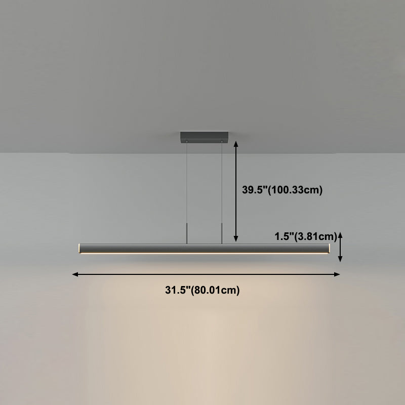 Idée d'éclairage d'île de forme linéaire Pendentif en île en métal moderne 1-Light en noir