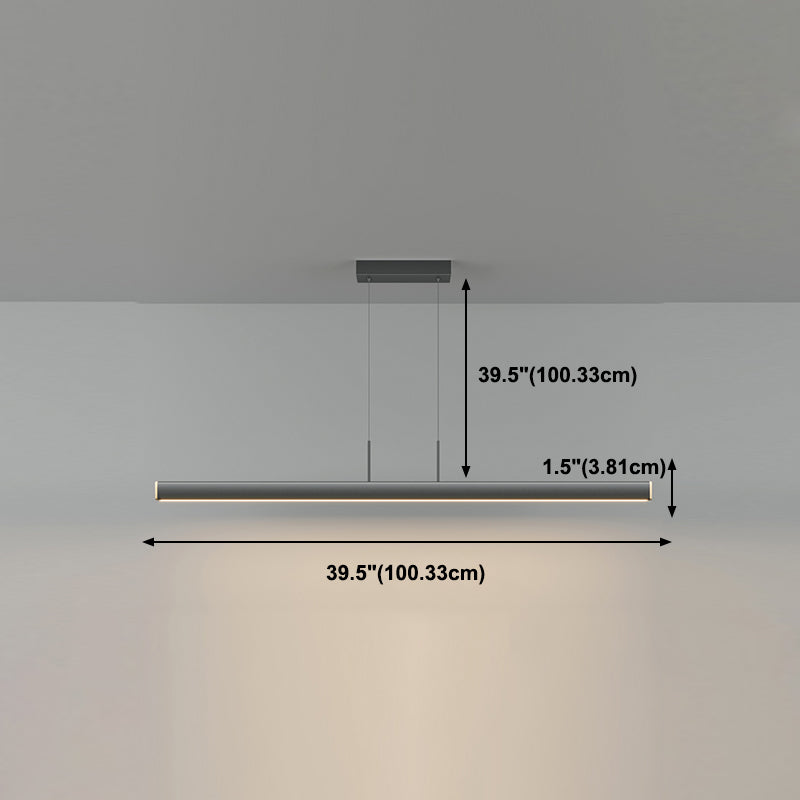 Idée d'éclairage d'île de forme linéaire Pendentif en île en métal moderne 1-Light en noir