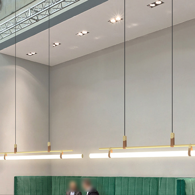 Nordic Style Island Light Metal Straight Island Pendant for Dining Room