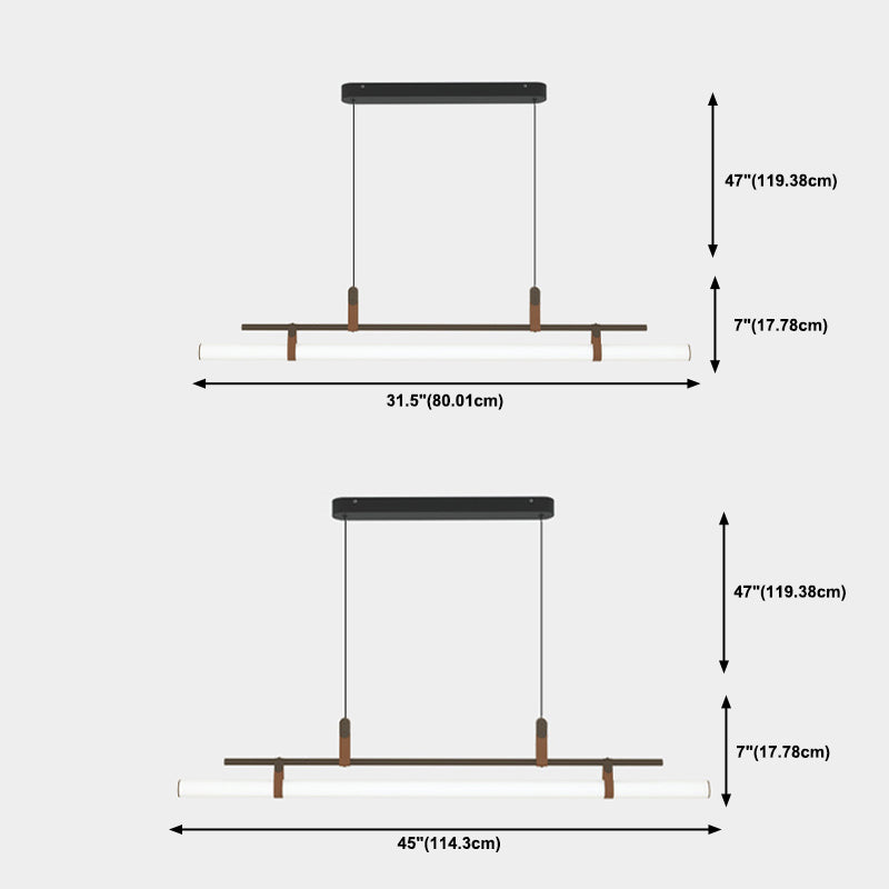 Nordic Style Island Light Metal Straight Island Pendant for Dining Room