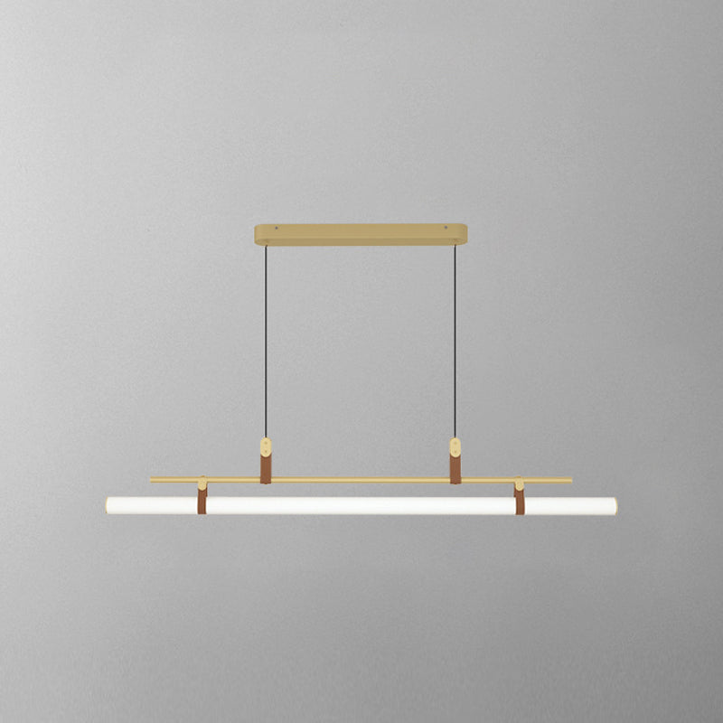 Nordic Style Island Light Metal Straight Island Pendant for Dining Room