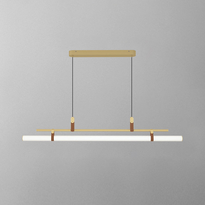 Nordic Style Island Light Metal Straight Island Pendant for Dining Room