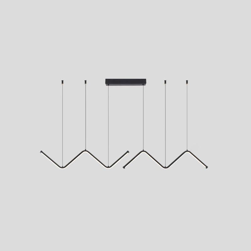 Nordic Aluminum Island Light Linear LED Island Pendant for Dining Room