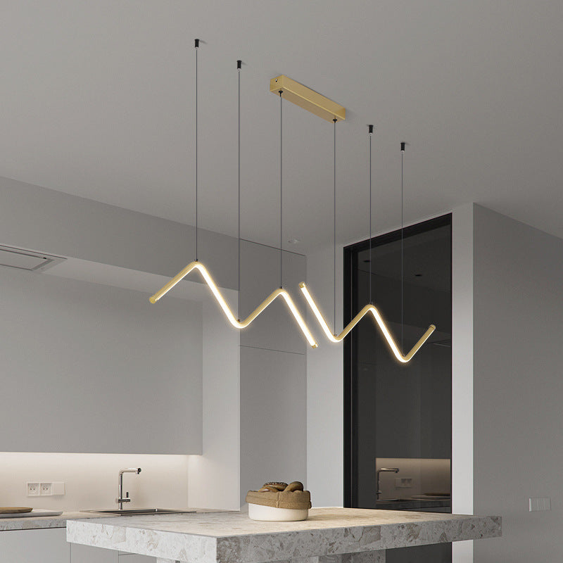Nordic Aluminum Island Light Linear LED Island Pendant for Dining Room