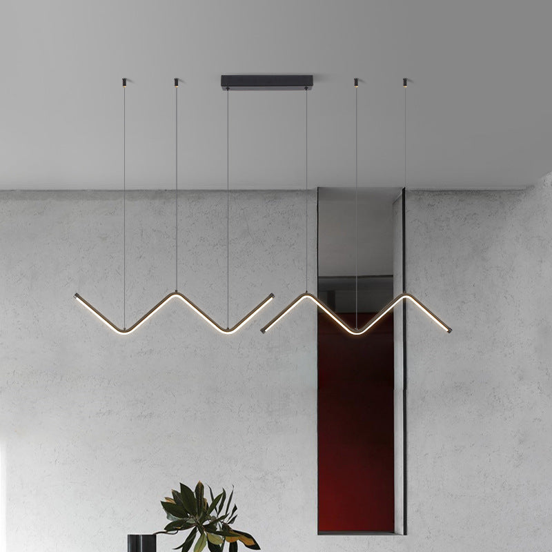 Nordic Aluminum Island Light Linear LED Island Pendant for Dining Room