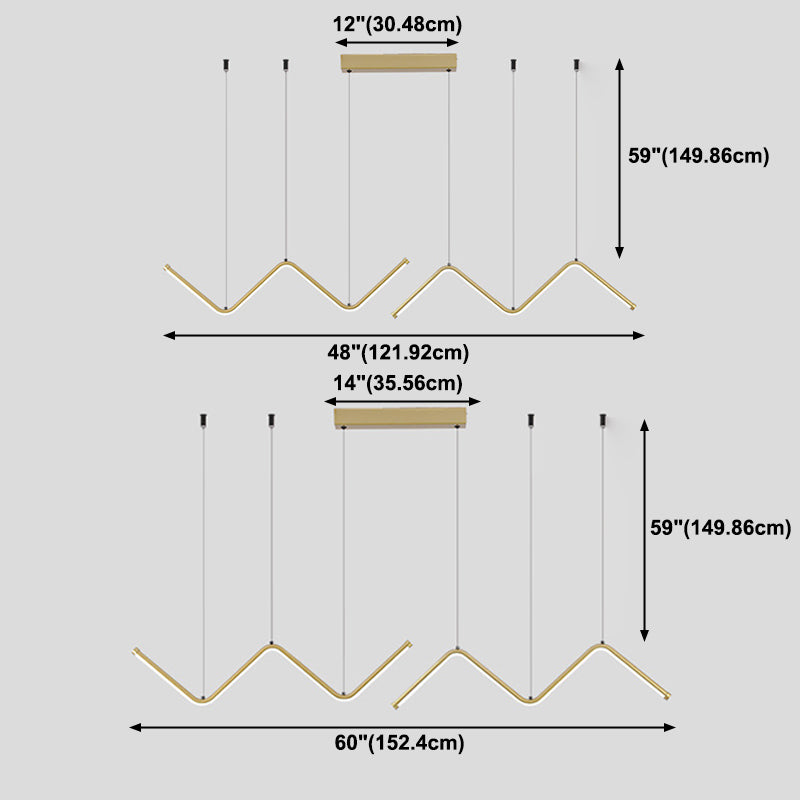 Nordic Aluminum Island Light Linear LED Island Pendant for Dining Room