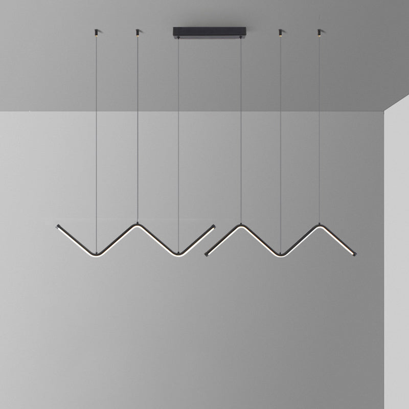 Nordic Aluminum Island Light Linear LED Island Pendant for Dining Room