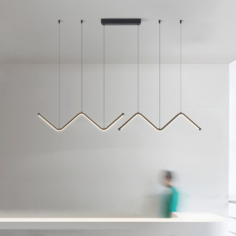 Nordic Aluminum Island Light Linear LED Island Pendant for Dining Room