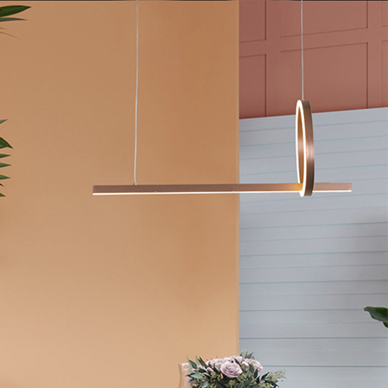 Modern Metal Island Light Geometric LED Island Pendant for Dining Room