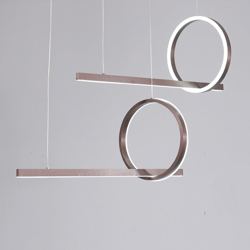 Modern Metal Island Light Geometric LED Island Pendant for Dining Room