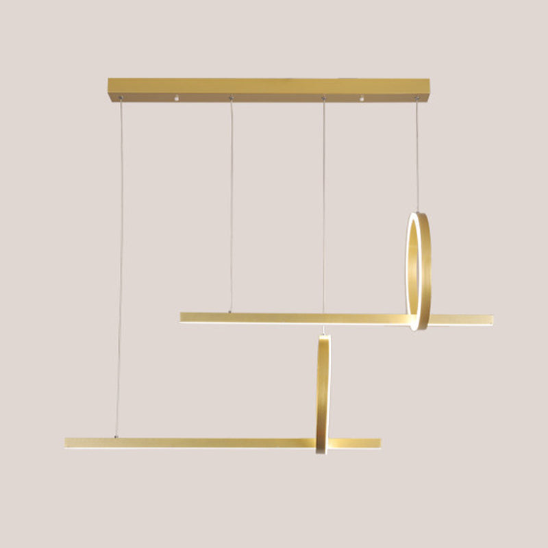 Modern Metal Island Light Geometric LED Island Pendant for Dining Room