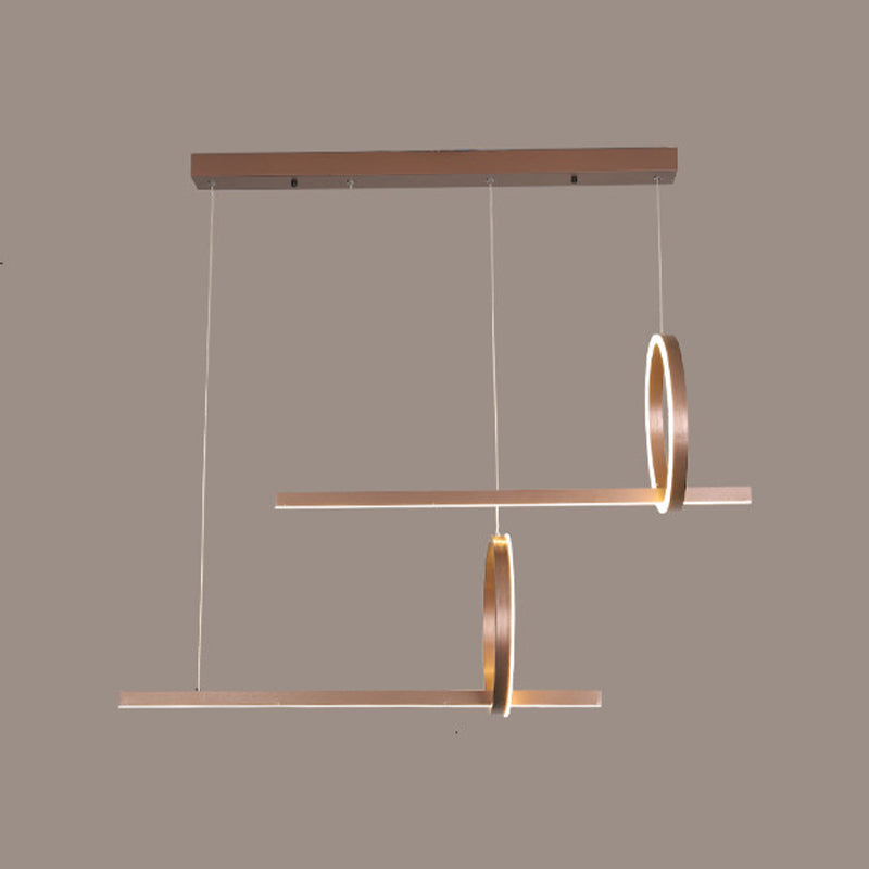 Modern Metal Island Light Geometric LED Island Pendant for Dining Room