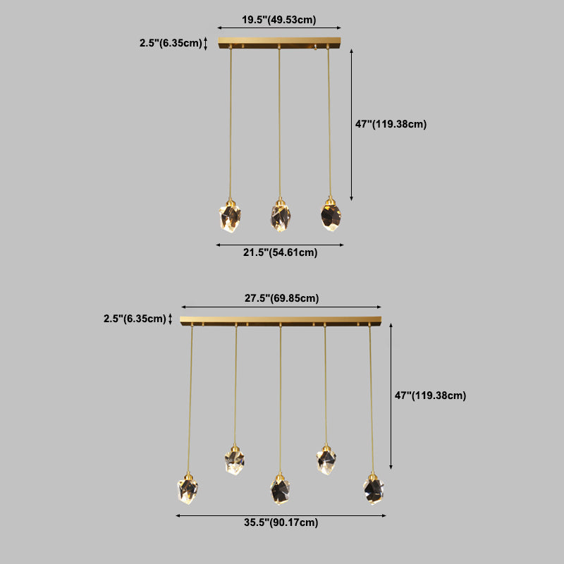 Contemporary Style Geometry Shape Island Lights Crystal Pendant Lights in Gold