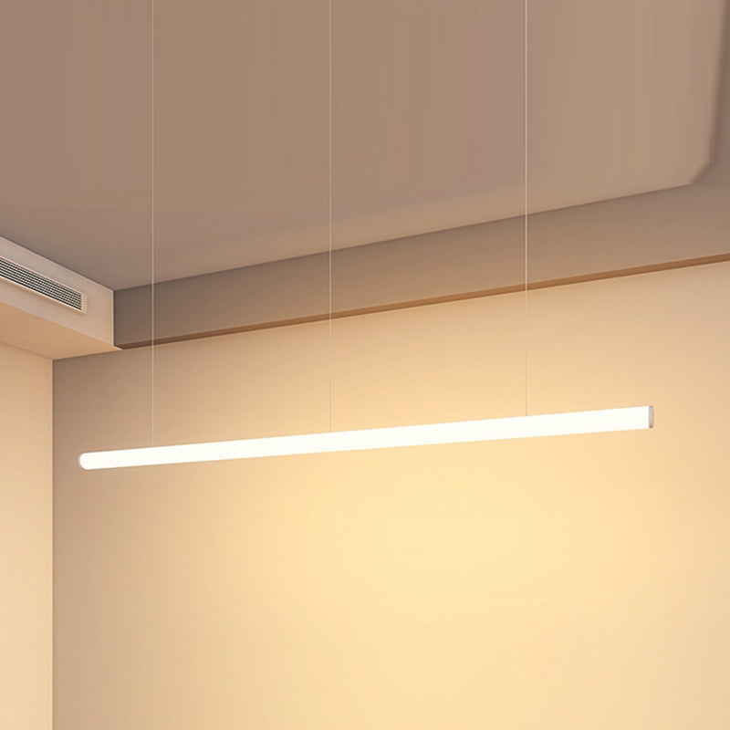 Modern Style Linear Shape Island Lighting Idea Metal 1-Light Island Pendant in White