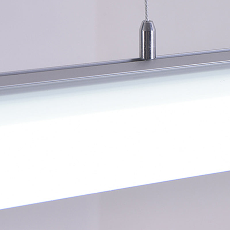 Modern Style Linear Shape Island Lighting Idea Metal 1-Light Island Pendant in White