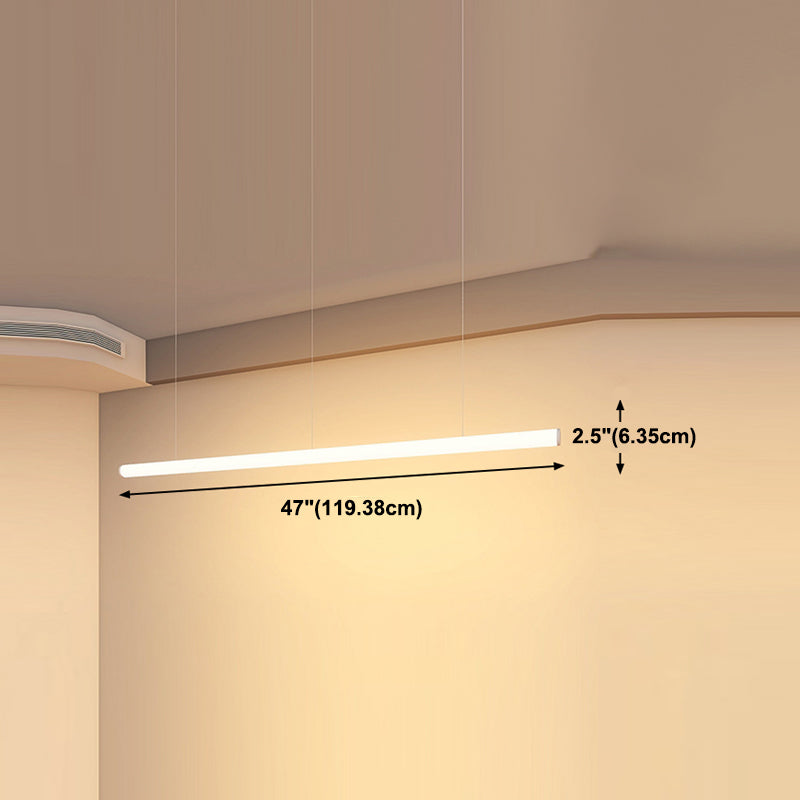 Modern Style Linear Shape Island Lighting Idea Metal 1-Light Island Pendant in White