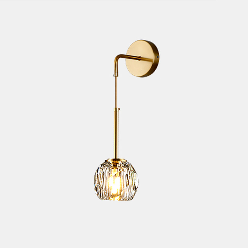 Nordic Metal Wall Light Globe Gold Wall Sconce with Crystal for Bedroom