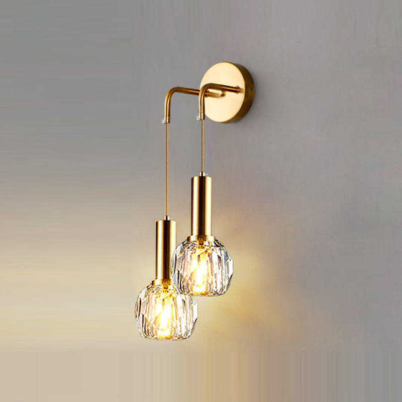 Nordic Metal Wall Light Globe Gold Wall Sconce with Crystal for Bedroom