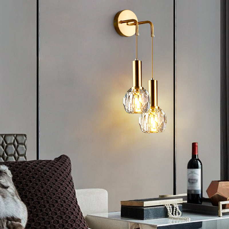 Nordic Metal Wall Light Globe Gold Wall Sconce with Crystal for Bedroom