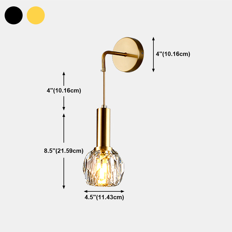 Nordic Metal Wall Light Globe Gold Wall Sconce with Crystal for Bedroom