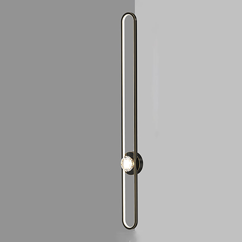 Modern Brass Wall Light Oval LED Wall Sconce with Crystal for Living Room