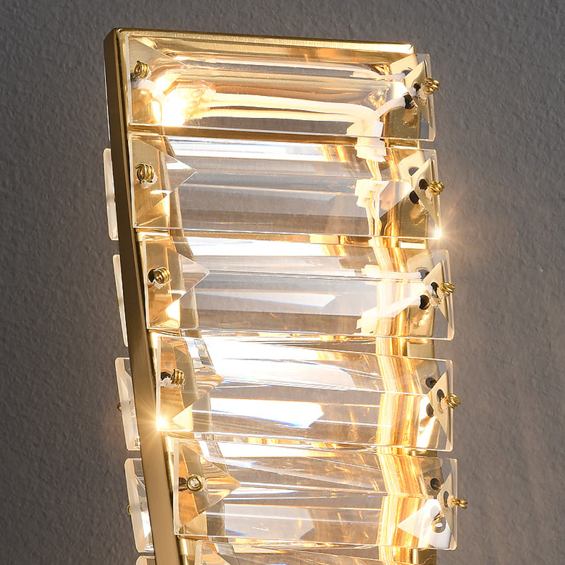 Modern Metal Wall Light Geometric Gold Wall Sconce with Crystal for Living Room