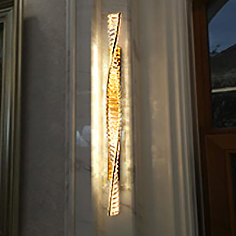 Modern Metal Wall Light Geometric Gold Wall Sconce with Crystal for Living Room