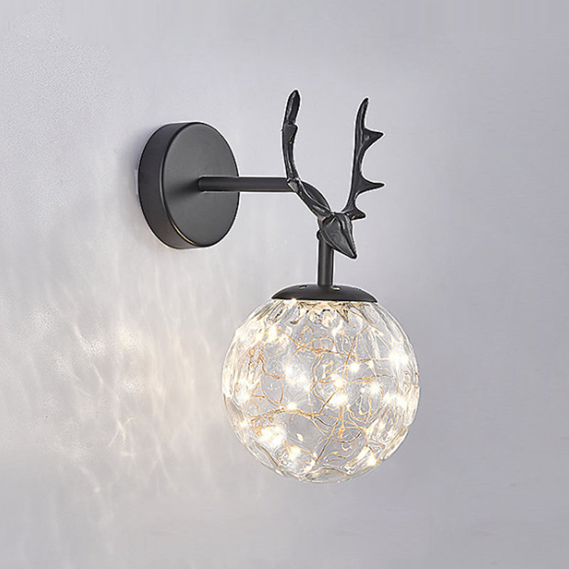 1 Light Spherical Wall Sconce Modern Style Glass Wall Lighting for Restaurant