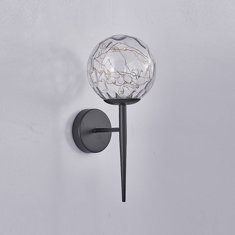 1 Light Spherical Wall Sconce Modern Style Glass Wall Lighting for Restaurant