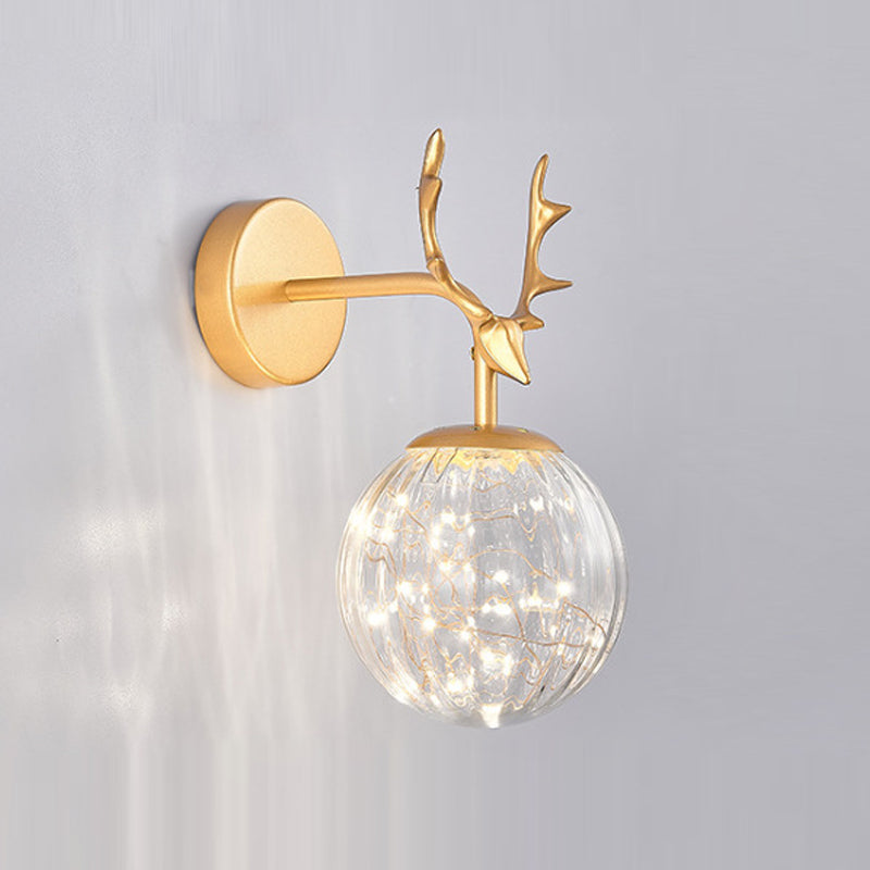 1 Light Spherical Wall Sconce Modern Style Glass Wall Lighting for Restaurant