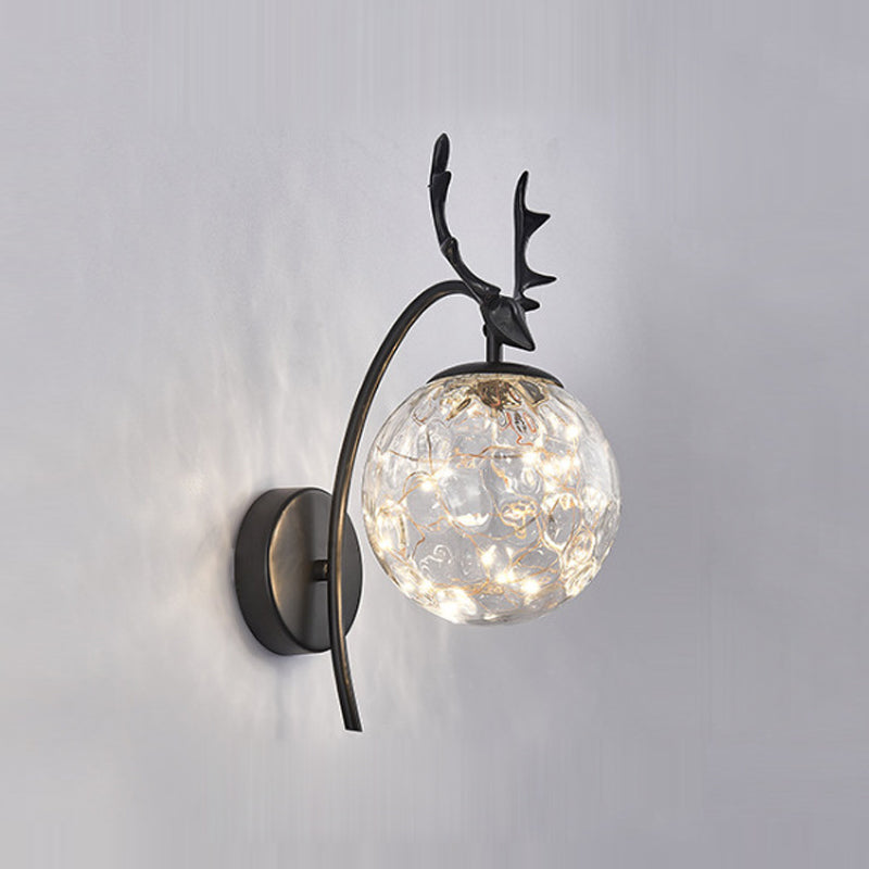 1 Light Spherical Wall Sconce Modern Style Glass Wall Lighting for Restaurant
