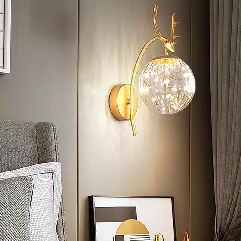 1 Light Spherical Wall Sconce Modern Style Glass Wall Lighting for Restaurant