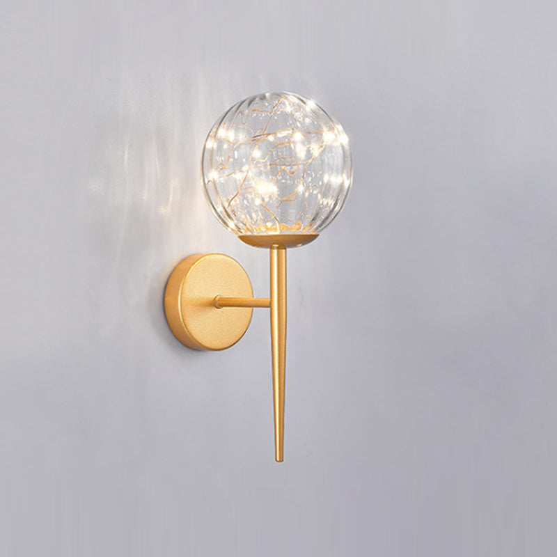 1 Light Spherical Wall Sconce Modern Style Glass Wall Lighting for Restaurant