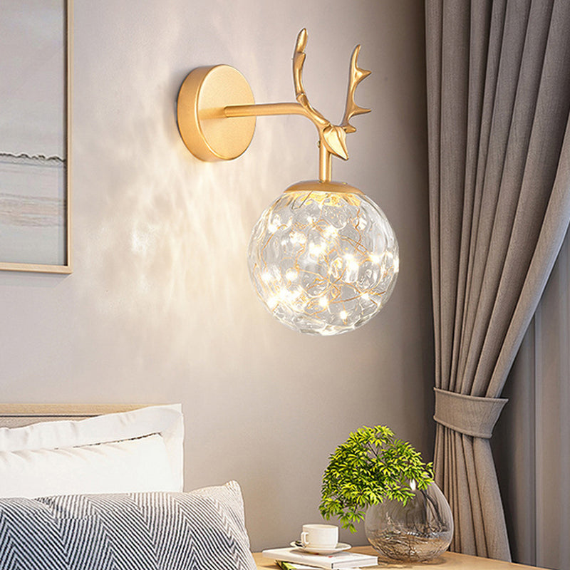 1 Light Spherical Wall Sconce Modern Style Glass Wall Lighting for Restaurant