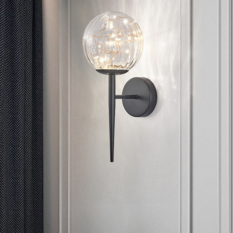1 Light Spherical Wall Sconce Modern Style Glass Wall Lighting for Restaurant