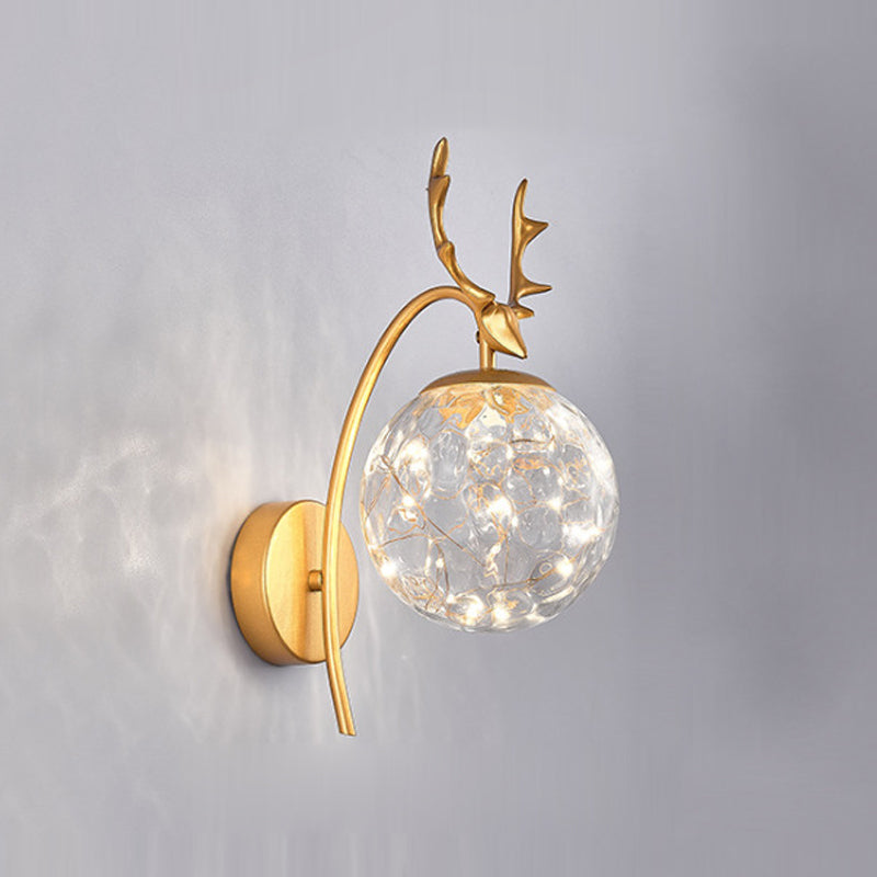 1 Light Spherical Wall Sconce Modern Style Glass Wall Lighting for Restaurant