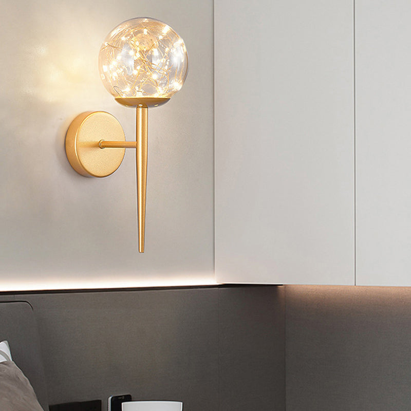 1 Light Spherical Wall Sconce Modern Style Glass Wall Lighting for Restaurant