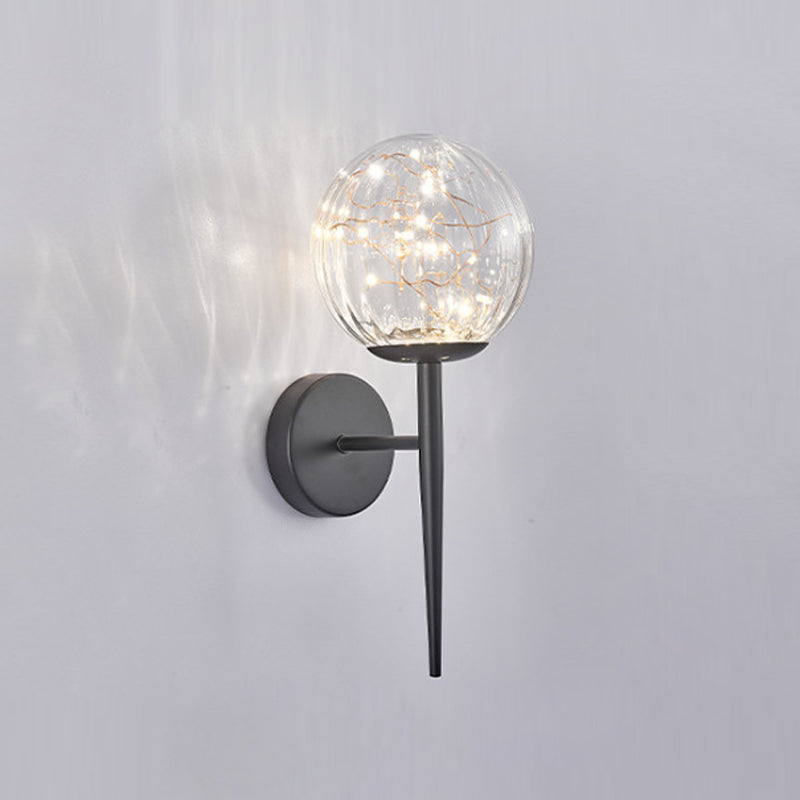 1 Light Spherical Wall Sconce Modern Style Glass Wall Lighting for Restaurant