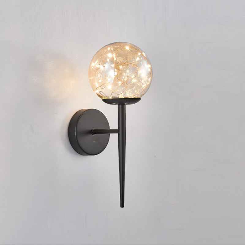 1 Light Spherical Wall Sconce Modern Style Glass Wall Lighting for Restaurant