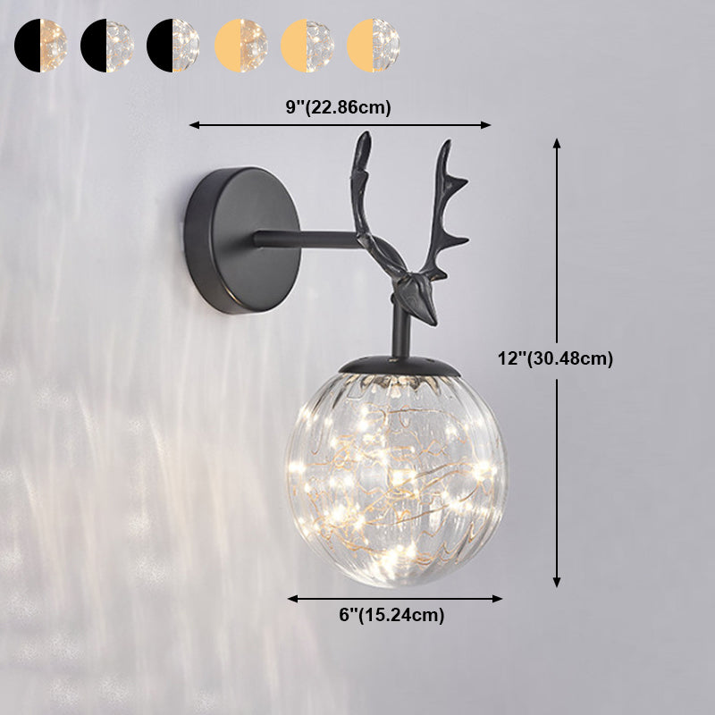1 Light Spherical Wall Sconce Modern Style Glass Wall Lighting for Restaurant