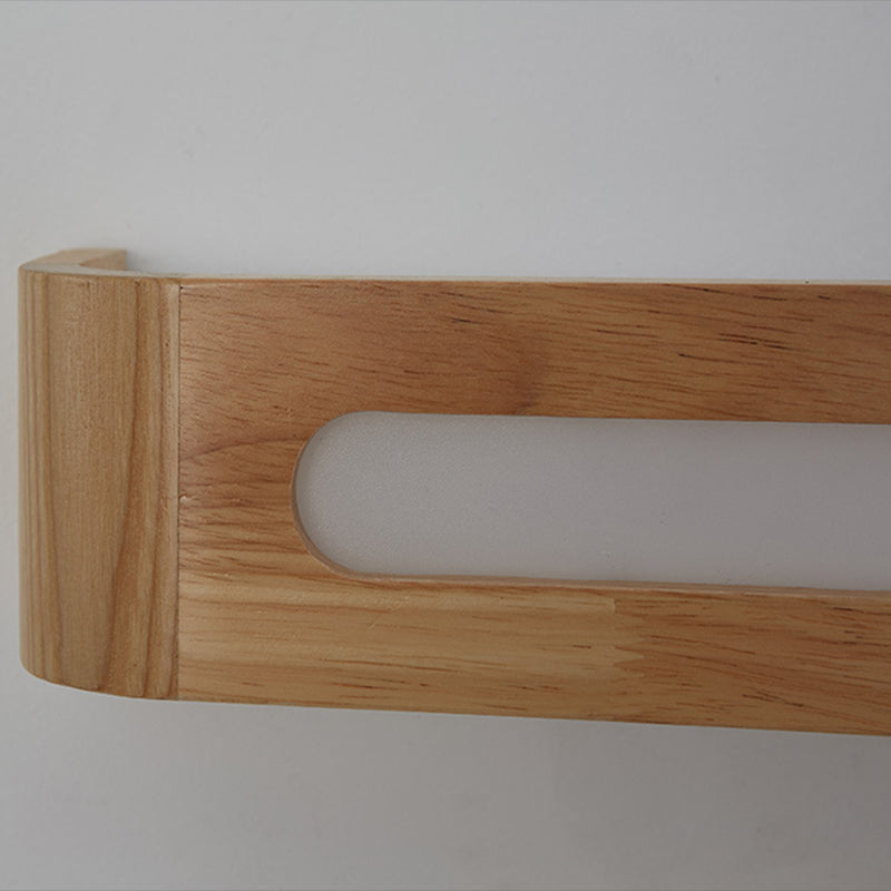 Square Shape Wood Wall Light Modern Style 1 Light Wall Mount Light in Brown