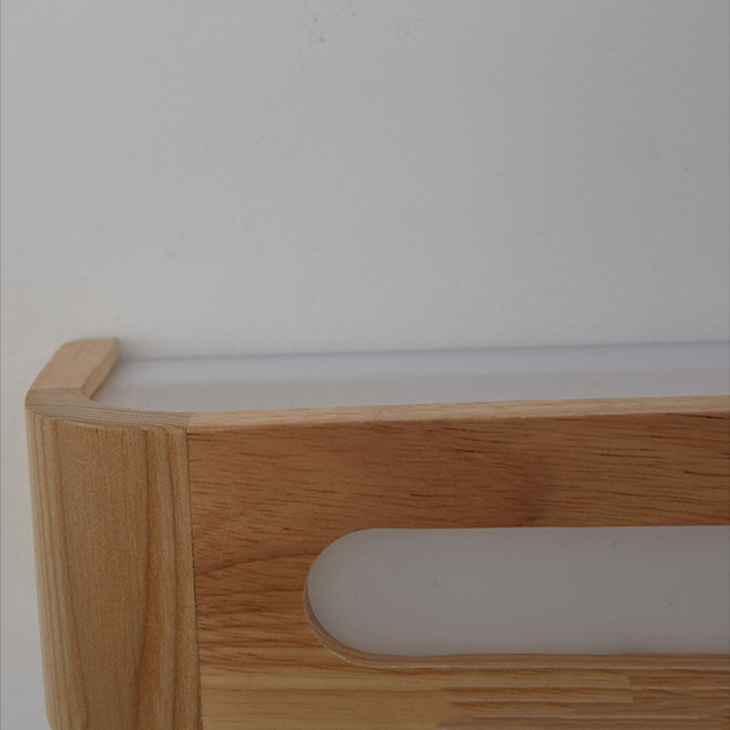 Square Shape Wood Wall Light Modern Style 1 Light Wall Mount Light in Brown