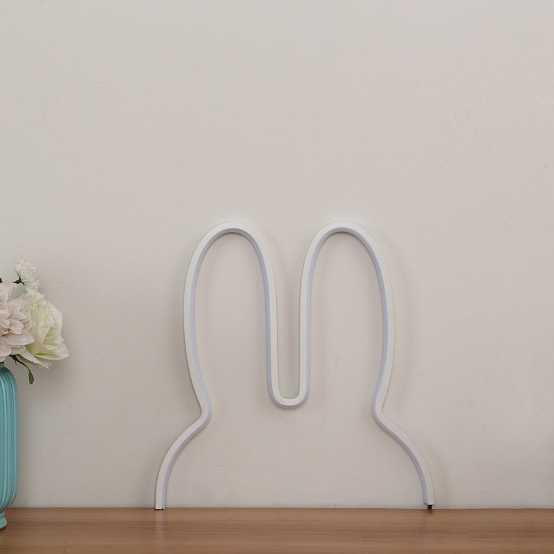 Rabbit Shaped Wall Night Light Cartoon USB Charging LED Wall Sconce
