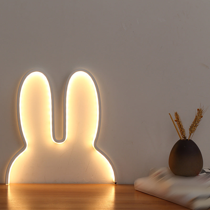 Rabbit Shaped Wall Night Light Cartoon USB Charging LED Wall Sconce