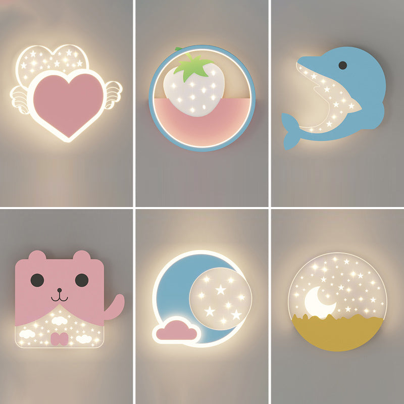 Cartoon LED Wall Lamp Children's Bedroom Wall Sconce Lighting