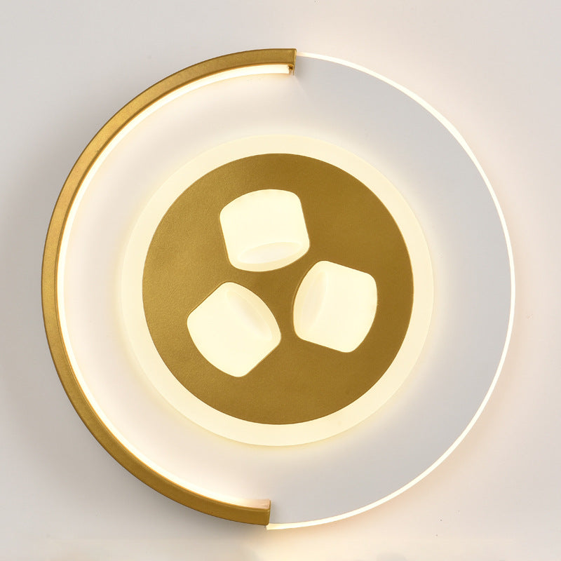 Cartoon Round Wall Sconce Lighting Metal Kids Bedroom LED Wall Light Fixture